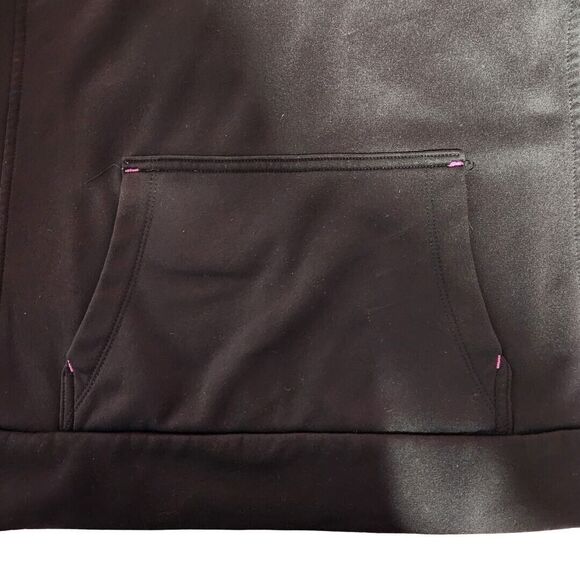 The North Face Womens Sz L Pullover Hooded Sweatshirt Hoodie Black Purple Logo - Picture 4 of 10